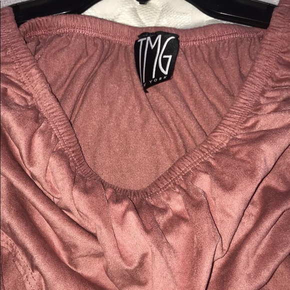 rusty pink velvet off the shoulder bodysuit - Picture 4 of 5